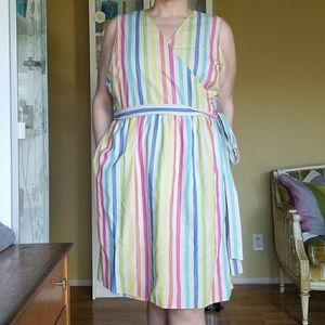 Tommy Hilfiger Rainbow Striped Wrap Dress